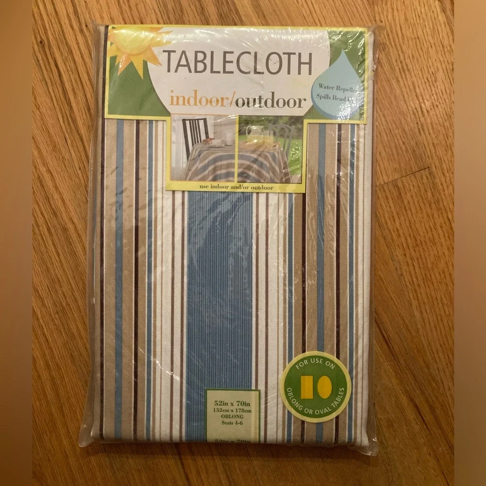 Indoor/Outdoor Tablecloth Mercer Stripe Blue  52” x 70”